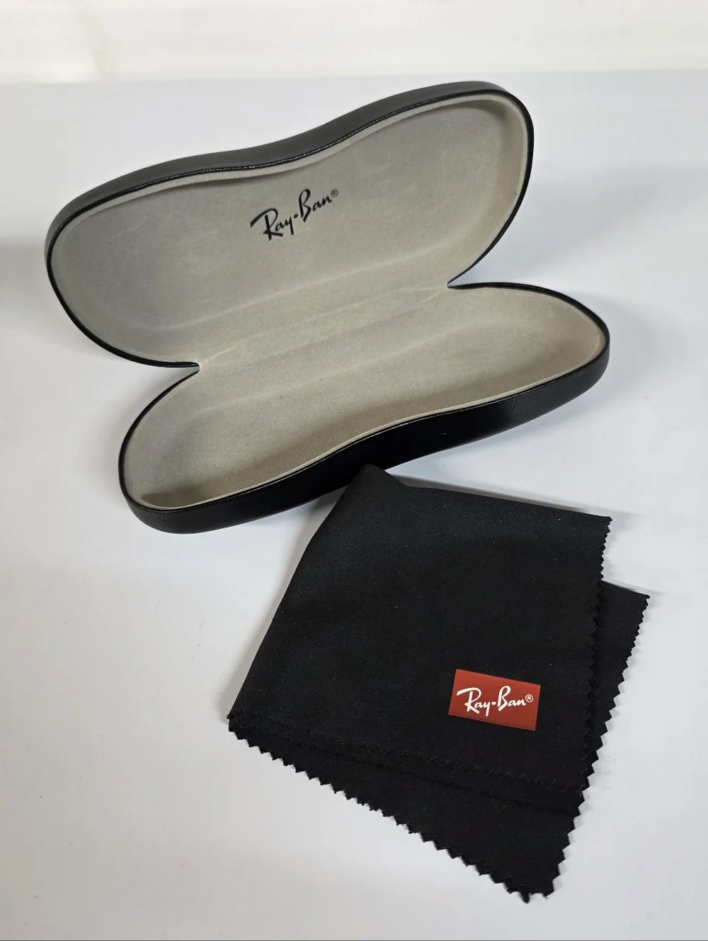 Ray-Ban Sunglasses Case with Microfiber Cloth - Black & Light Gray